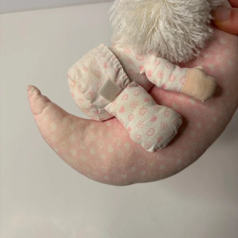 VTG Russ Berrie‎ Doll Girl Sitting Laying On Pink Moon Plush Nursery Decor SEE